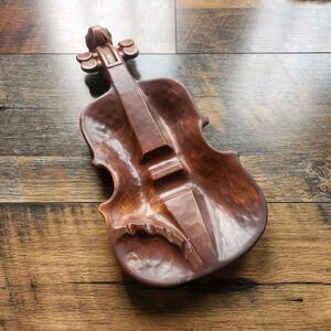 Vintage 1970s MCM Brown Cello/Bass/Violin Collectible Ceramic Ashtray Japan